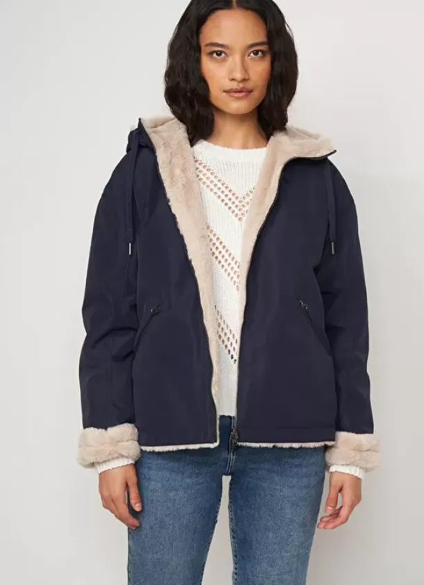 Sud Express Jackets & Coats|Parka Courte Reversible Marine Vabaria