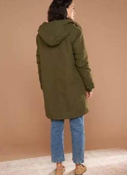 Sud Express Jackets & Coats|Parka Mi-Longue A Capuche Olive Velane