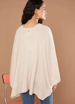Sud Express Jumpers & Cardigans|Poncho 100% Cachemire Beige Chine Paulo