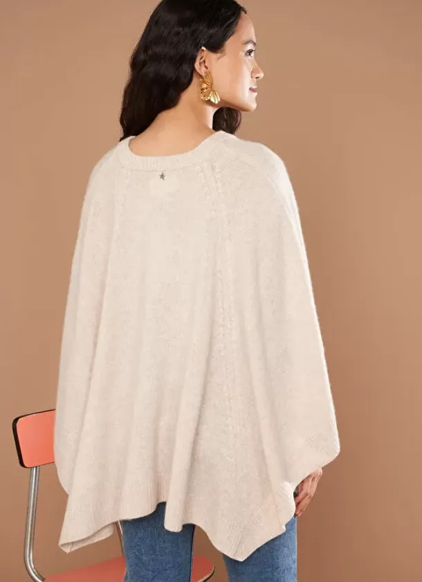 Sud Express Jumpers & Cardigans|Poncho 100% Cachemire Beige Chine Paulo