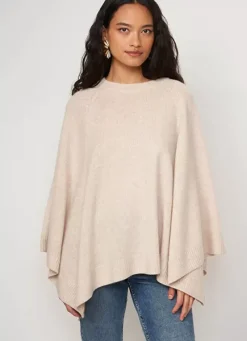Sud Express Jumpers & Cardigans|Poncho 100% Cachemire Beige Chine Paulo