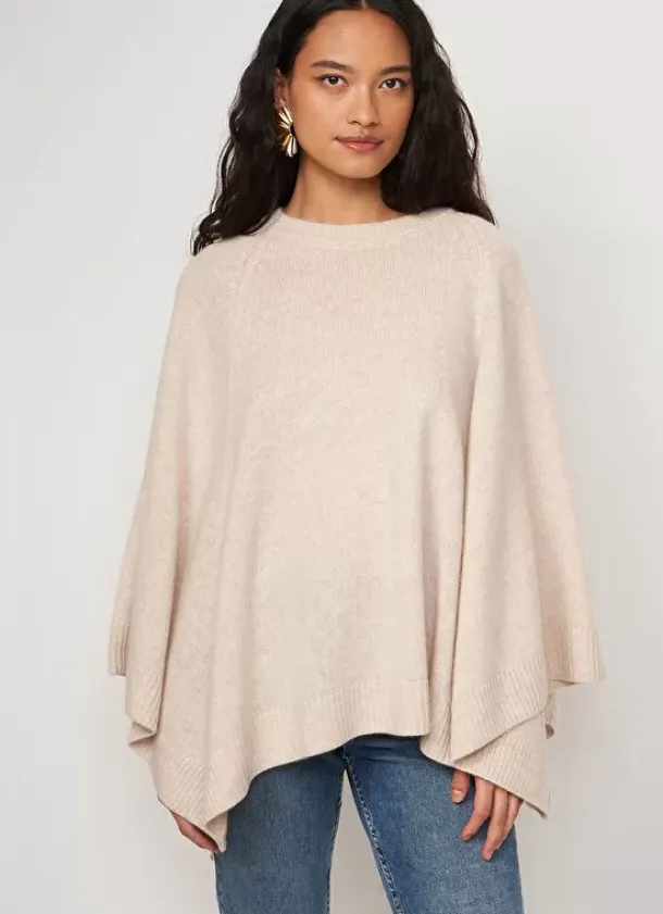 Sud Express Jumpers & Cardigans|Poncho 100% Cachemire Beige Chine Paulo