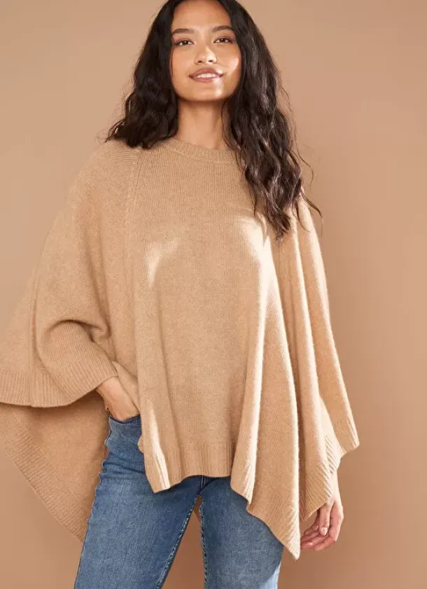Sud Express Jumpers & Cardigans|Poncho 100% Cachemire Camel Paulo