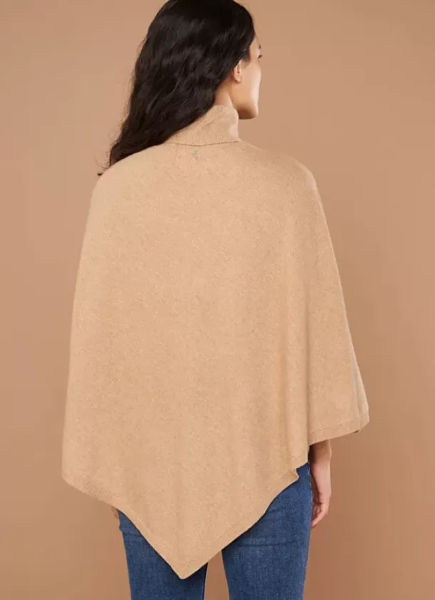 Sud Express Jumpers & Cardigans|Poncho Asymetrique En Cachemire Camel Presta