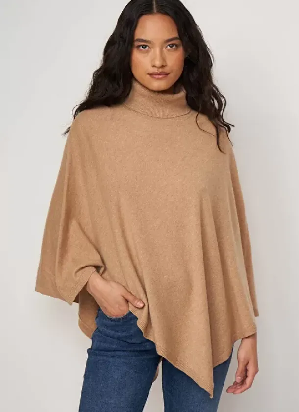 Sud Express Jumpers & Cardigans|Poncho Asymetrique En Cachemire Camel Presta