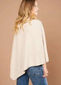 Sud Express Jumpers & Cardigans|Poncho Asymetrique En Cachemire Beige Chine Presta