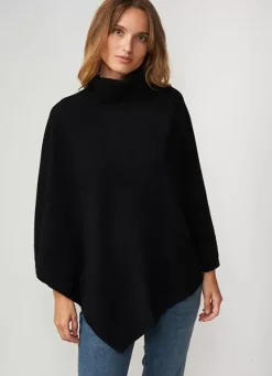 Sud Express Jumpers & Cardigans|Poncho Asymetrique En Cachemire Noir Presta