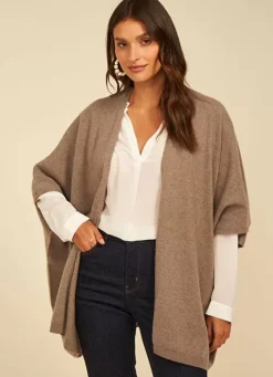Sud Express Jumpers & Cardigans|Poncho Long Et Ouvert Pur Cachemire Vison Gwenaelle