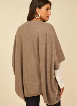 Sud Express Jumpers & Cardigans|Poncho Long Et Ouvert Pur Cachemire Vison Gwenaelle