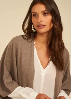 Sud Express Jumpers & Cardigans|Poncho Long Et Ouvert Pur Cachemire Vison Gwenaelle
