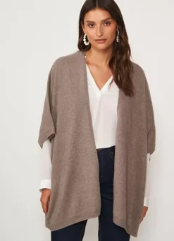 Sud Express Jumpers & Cardigans|Poncho Long Et Ouvert Pur Cachemire Vison Gwenaelle