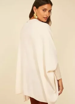 Sud Express Jumpers & Cardigans|Poncho Long Et Ouvert Pur Cachemire Milk Gwenaelle