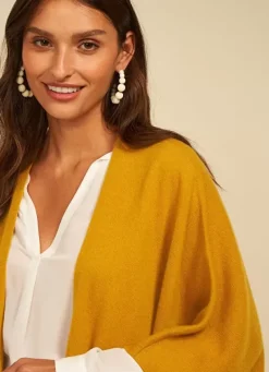 Sud Express Jumpers & Cardigans|Poncho Long Et Ouvert Pur Cachemire Safran Gwenaelle
