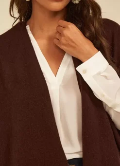 Sud Express Jumpers & Cardigans|Poncho Long Et Ouvert Pur Cachemire Marron Gwenaelle