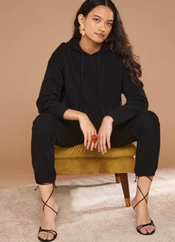 Sud Express Jumpers & Cardigans|Pull A Capuche En Cachemire Epais Noir Mabebe