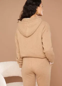 Sud Express Jumpers & Cardigans|Pull A Capuche En Cachemire Epais Camel Mabebe