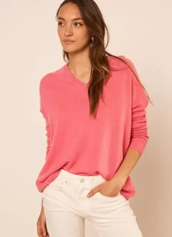 Sud Express Jumpers & Cardigans|Pull Au Volume Oversize Et A Manches Longues Pres Du Corps Lipstick Monjoe