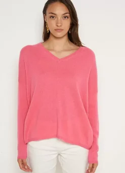 Sud Express Jumpers & Cardigans|Pull Au Volume Oversize Et A Manches Longues Pres Du Corps Lipstick Monjoe