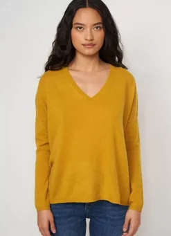 Sud Express Jumpers & Cardigans|Pull Au Volume Oversize Et A Manches Longues Pres Du Corps Safran Monjoe
