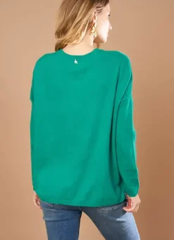 Sud Express Jumpers & Cardigans|Pull Au Volume Oversize Et A Manches Longues Pres Du Corps Vert Monjoe