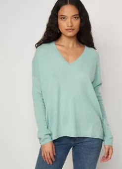 Sud Express Jumpers & Cardigans|Pull Au Volume Oversize Et A Manches Longues Pres Du Corps Aqua Monjoe