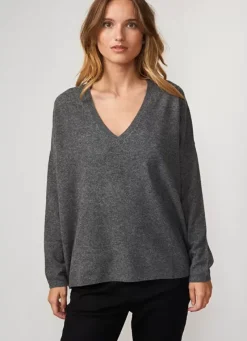 Sud Express Jumpers & Cardigans|Pull Au Volume Oversize Et A Manches Longues Pres Du Corps Gris Chine Monjoe