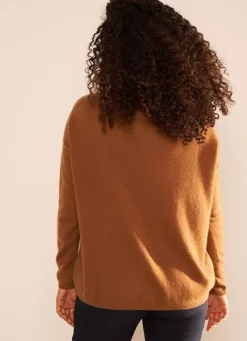 Sud Express Jumpers & Cardigans|Pull Au Volume Oversize Et A Manches Longues Pres Du Corps Caramel Monjoe