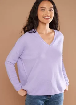 Sud Express Jumpers & Cardigans|Pull Au Volume Oversize Et A Manches Longues Pres Du Corps Lavande Monjoe