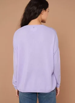 Sud Express Jumpers & Cardigans|Pull Au Volume Oversize Et A Manches Longues Pres Du Corps Lavande Monjoe