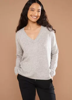 Sud Express Jumpers & Cardigans|Pull Au Volume Oversize Et A Manches Longues Pres Du Corps Perle Chine Monjoe
