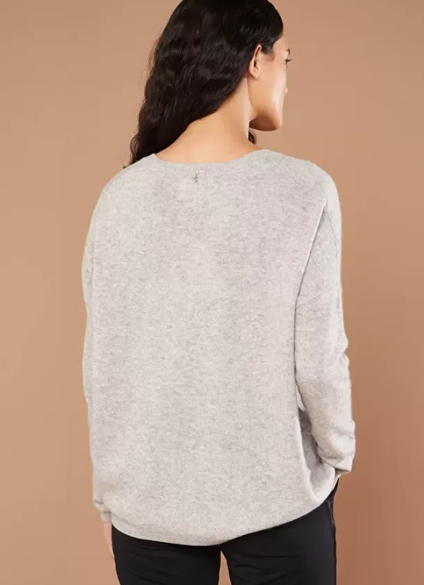 Sud Express Jumpers & Cardigans|Pull Au Volume Oversize Et A Manches Longues Pres Du Corps Perle Chine Monjoe