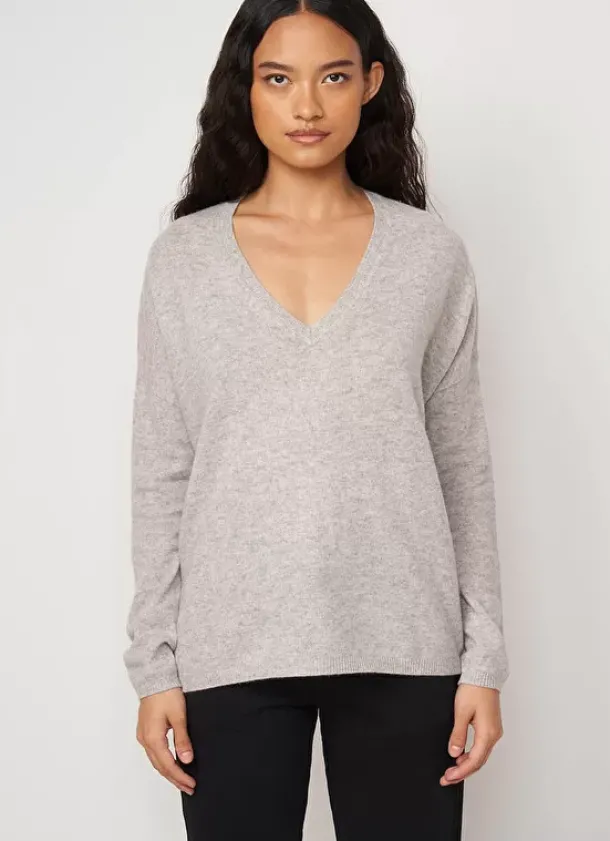 Sud Express Jumpers & Cardigans|Pull Au Volume Oversize Et A Manches Longues Pres Du Corps Perle Chine Monjoe
