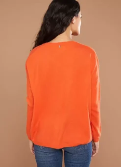 Sud Express Jumpers & Cardigans|Pull Au Volume Oversize Et A Manches Longues Pres Du Corps Orange Monjoe