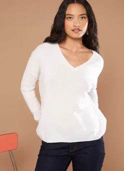 Sud Express Jumpers & Cardigans|Pull Au Volume Oversize Et A Manches Longues Pres Du Corps Milk Monjoe