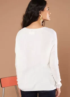 Sud Express Jumpers & Cardigans|Pull Au Volume Oversize Et A Manches Longues Pres Du Corps Milk Monjoe