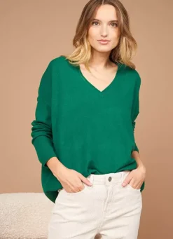 Sud Express Jumpers & Cardigans|Pull Au Volume Oversize Et A Manches Longues Pres Du Corps Green Monjoe
