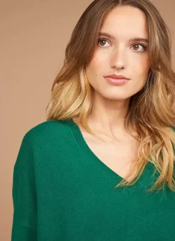 Sud Express Jumpers & Cardigans|Pull Au Volume Oversize Et A Manches Longues Pres Du Corps Green Monjoe