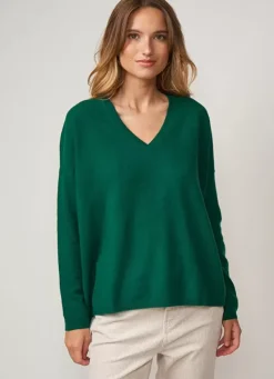 Sud Express Jumpers & Cardigans|Pull Au Volume Oversize Et A Manches Longues Pres Du Corps Green Monjoe