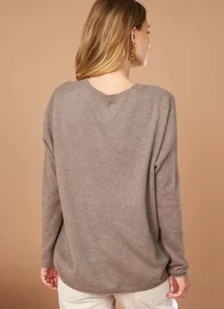 Sud Express Jumpers & Cardigans|Pull Au Volume Oversize Et A Manches Longues Pres Du Corps Vison Monjoe