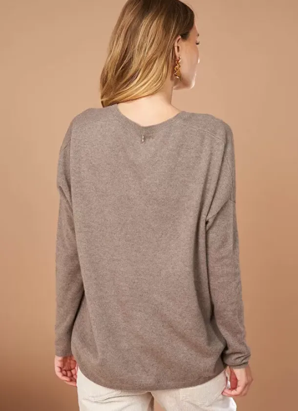 Sud Express Jumpers & Cardigans|Pull Au Volume Oversize Et A Manches Longues Pres Du Corps Vison Monjoe