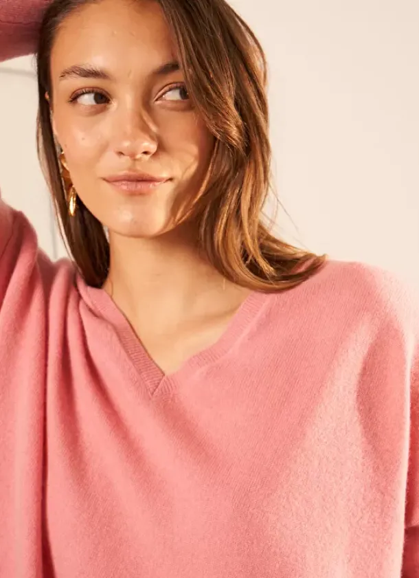 Sud Express Jumpers & Cardigans|Pull Au Volume Oversize Et A Manches Longues Pres Du Corps Blush Monjoe