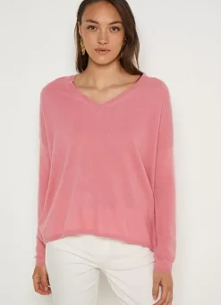 Sud Express Jumpers & Cardigans|Pull Au Volume Oversize Et A Manches Longues Pres Du Corps Blush Monjoe