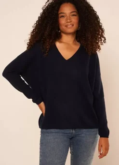 Sud Express Jumpers & Cardigans|Pull Au Volume Oversize Et A Manches Longues Pres Du Corps Marine Monjoe