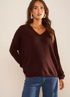 Sud Express Jumpers & Cardigans|Pull Au Volume Oversize Et A Manches Longues Pres Du Corps Marron Monjoe