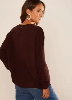 Sud Express Jumpers & Cardigans|Pull Au Volume Oversize Et A Manches Longues Pres Du Corps Marron Monjoe