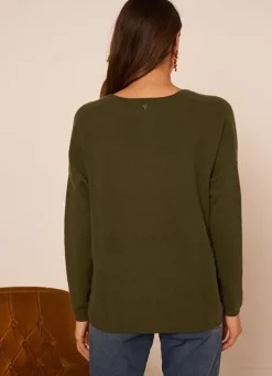 Sud Express Jumpers & Cardigans|Pull Au Volume Oversize Et A Manches Longues Pres Du Corps Kaki Monjoe