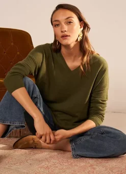 Sud Express Jumpers & Cardigans|Pull Au Volume Oversize Et A Manches Longues Pres Du Corps Kaki Monjoe