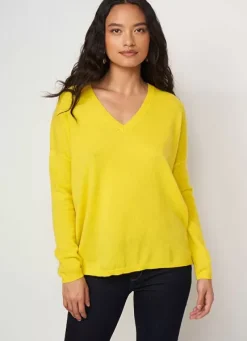 Sud Express Jumpers & Cardigans|Pull Au Volume Oversize Et A Manches Longues Pres Du Corps Jaune Monjoe