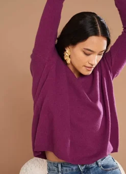 Sud Express Jumpers & Cardigans|Pull Au Volume Oversize Et A Manches Longues Pres Du Corps Prune Monjoe