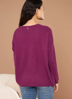 Sud Express Jumpers & Cardigans|Pull Au Volume Oversize Et A Manches Longues Pres Du Corps Prune Monjoe